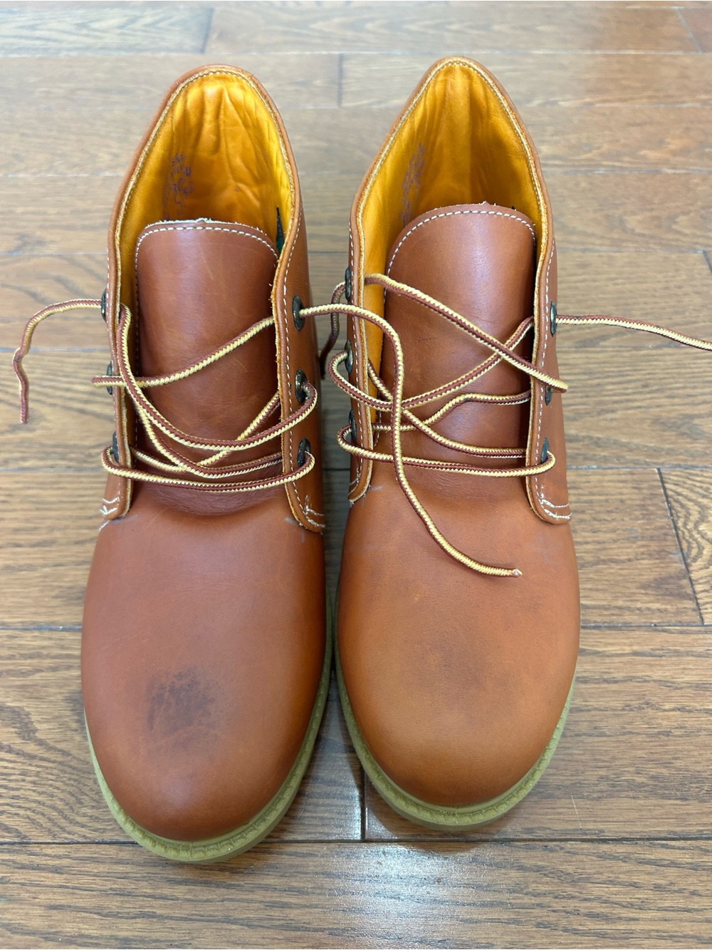Men's Brown Leather Lace-Up Chukka Boots vintage heavy!